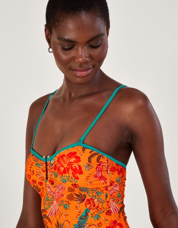 Monsoon Palm Print Swimsuit Orange - Image 2