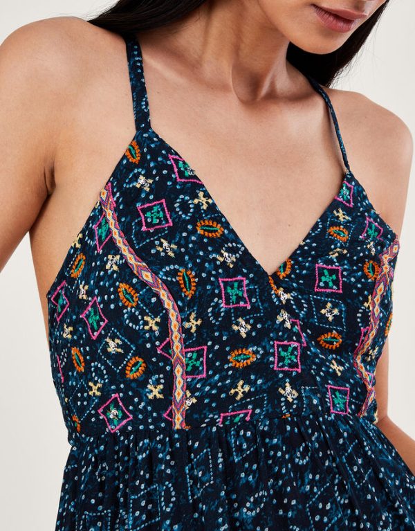 Monsoon Embellished Print Maxi Cami Dress Blue - Image 2