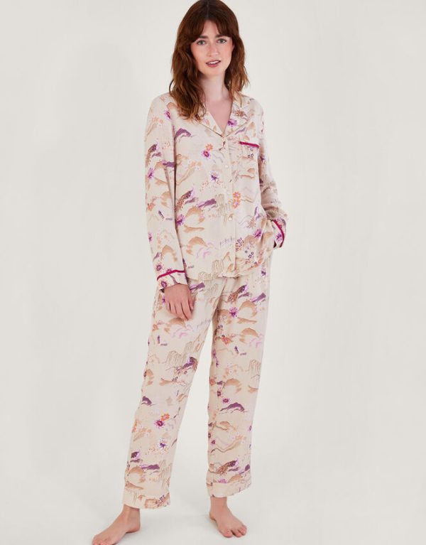 Monsoon Bianca Print Pyjama Set Nude - Image 2