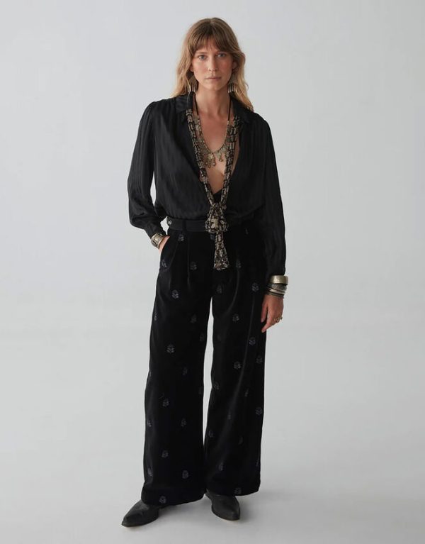 Monsoon Maison Hotel Wide Leg Velvet Trousers Black - Image 4