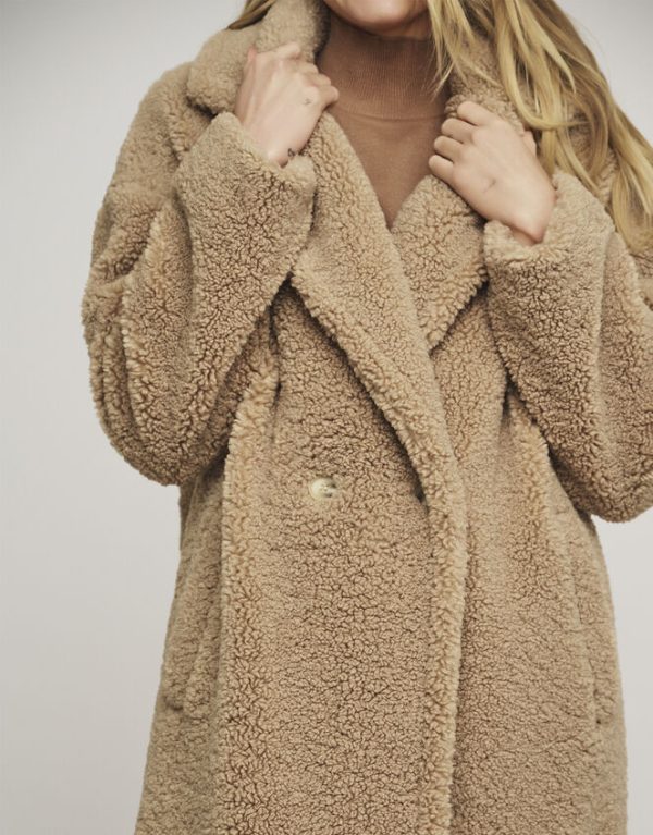 Monsoon Rino and Pelle Teddy Double-Breasted Coat Camel - Image 4