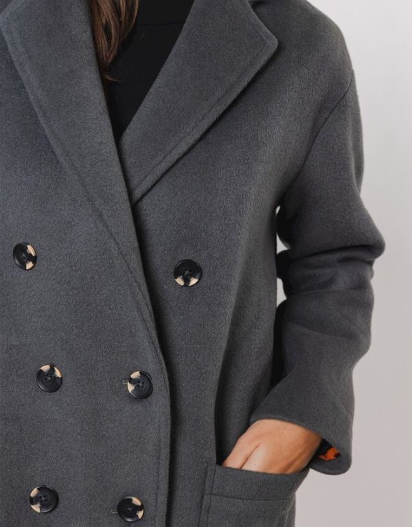 Monsoon Rino and Pelle Longline Double-Breasted Coat Grey - Image 4