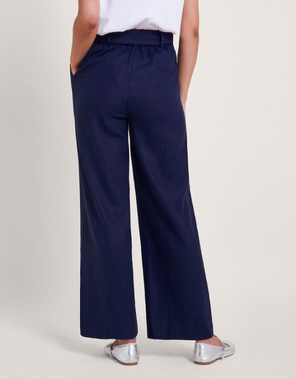 Monsoon Mabel Short-Length Tie Trousers Blue - Image 3