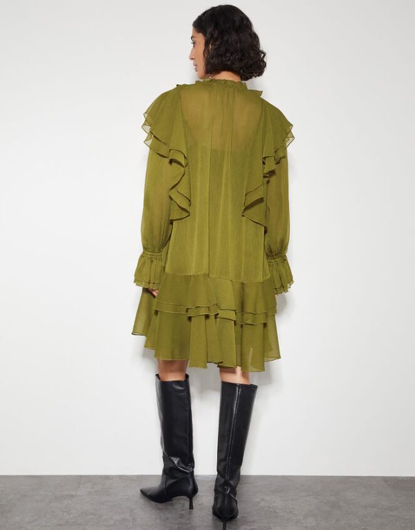 Monsoon Aria Ruffle Dress Green - Image 4