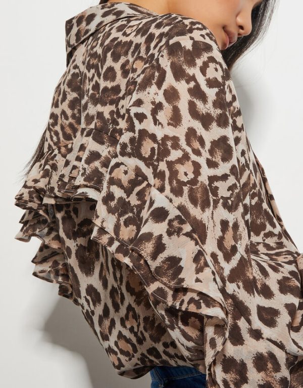 Monsoon Allegra Leopard Print Top Brown - Image 4