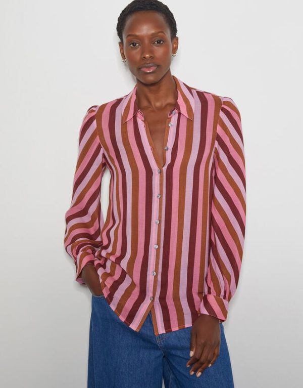 Monsoon Solana Stripe Shirt Pink - Image 4