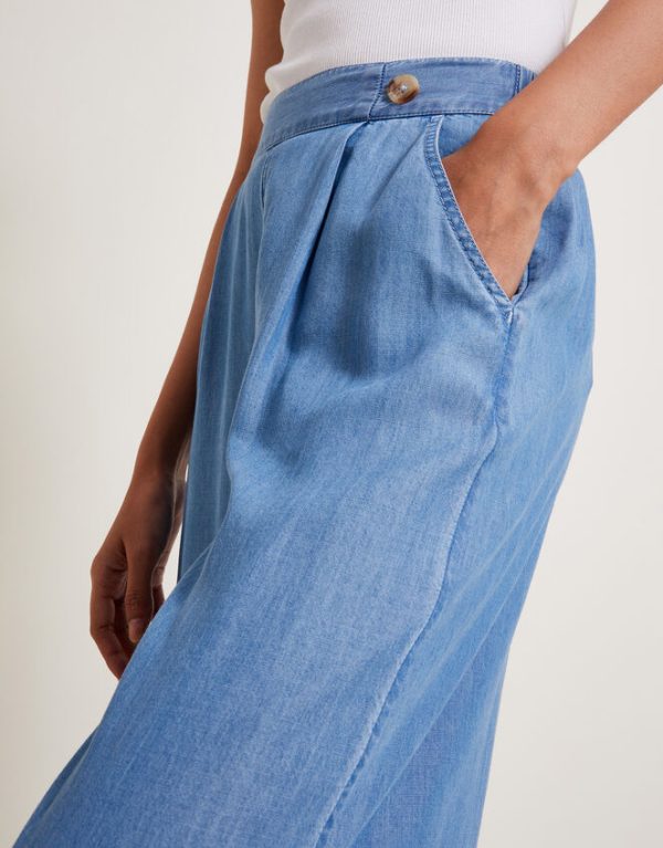 Monsoon Peri Wide Leg Trousers Blue - Image 4