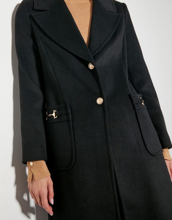 Monsoon Fleur Military Longline Coat Black - Image 4