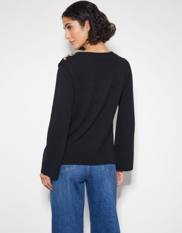 Monsoon Bree Bow Neck Jumper Black - Image 4