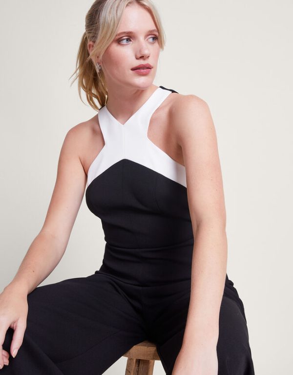 Monsoon Mandy Monochrome Jumpsuit Black - Image 4