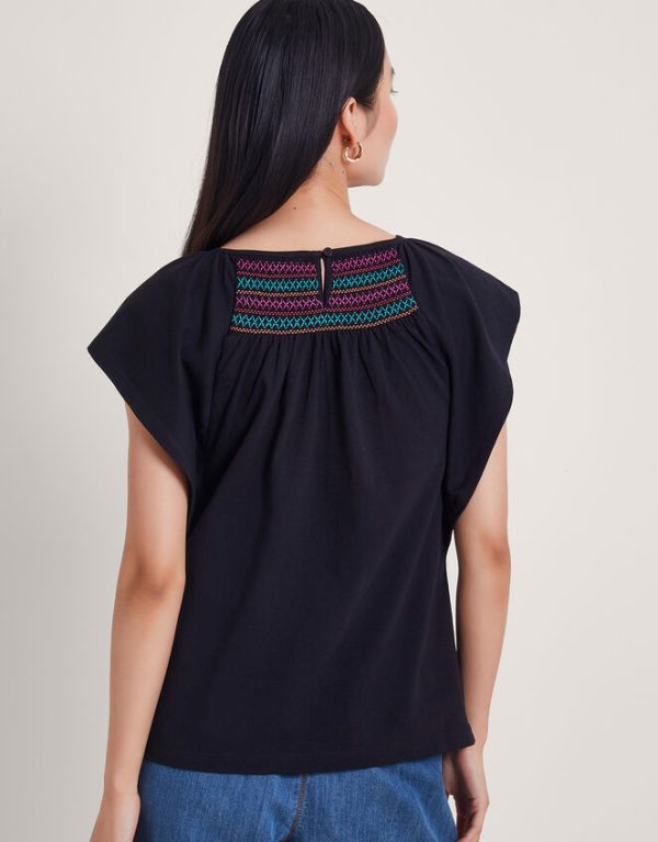 Monsoon Cleo Stitch Top Black - Image 3