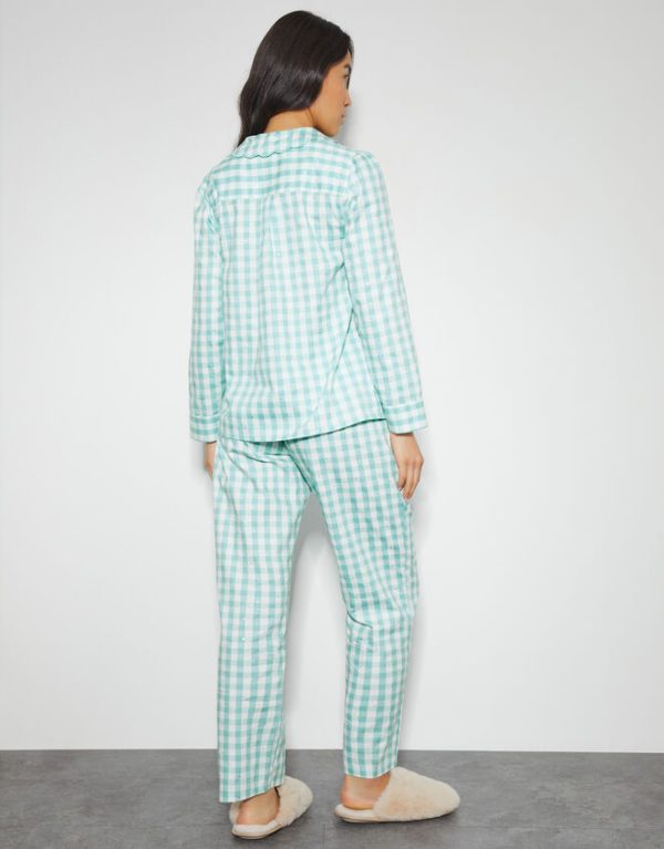 Monsoon Clementine Gingham Pyjama Set Teal - Image 4