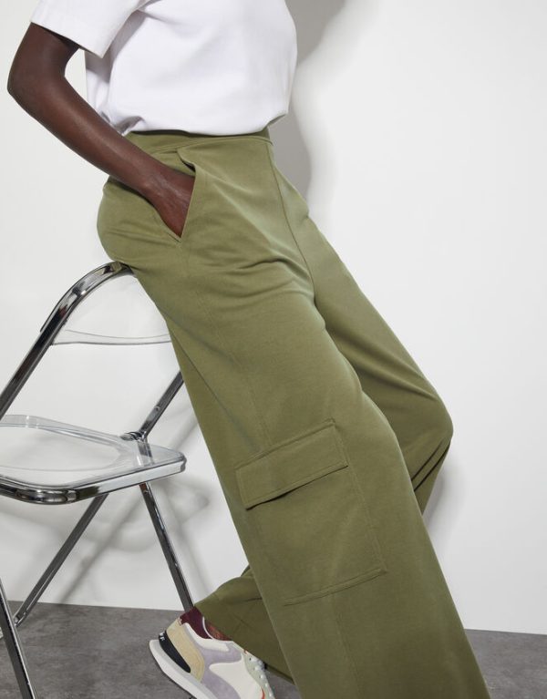 Monsoon Una Wide Leg Utility Trousers Green - Image 4