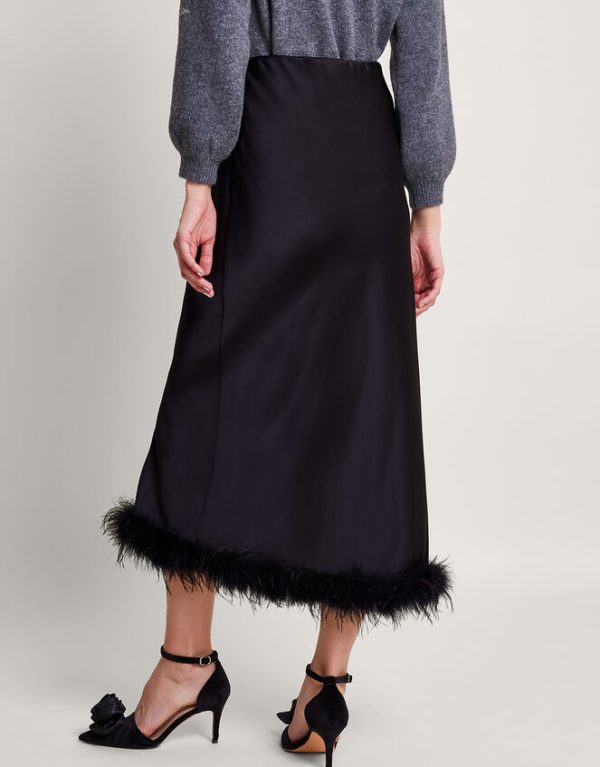 Monsoon Felis Satin Feather Skirt Black - Image 3