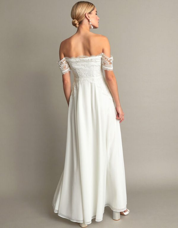 Monsoon Maddie Off-Shoulder Bridal Dress Ivory - Image 3