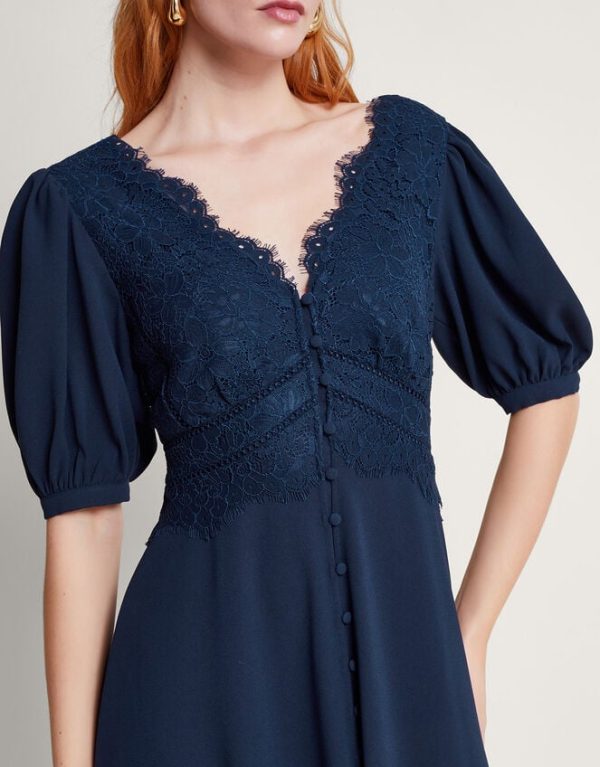 Monsoon Nancy Lace Tea Dress Blue - Image 3