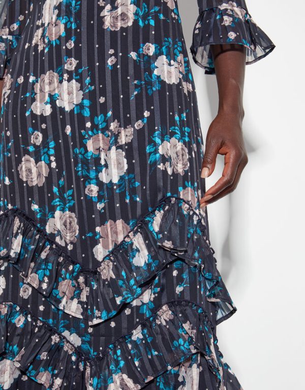 Monsoon Drew Floral Burnout Midi Dress Blue - Image 4