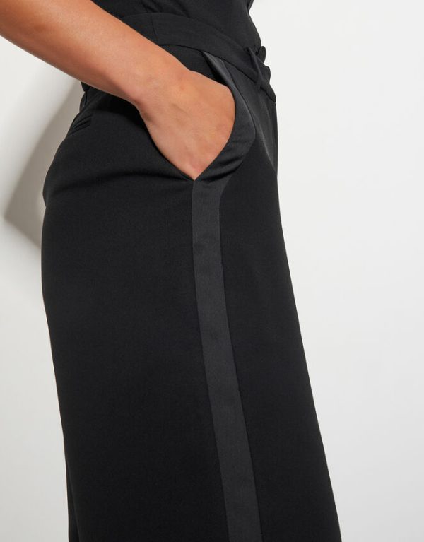 Monsoon Ava Tuxedo Wide Leg Trousers Black - Image 4