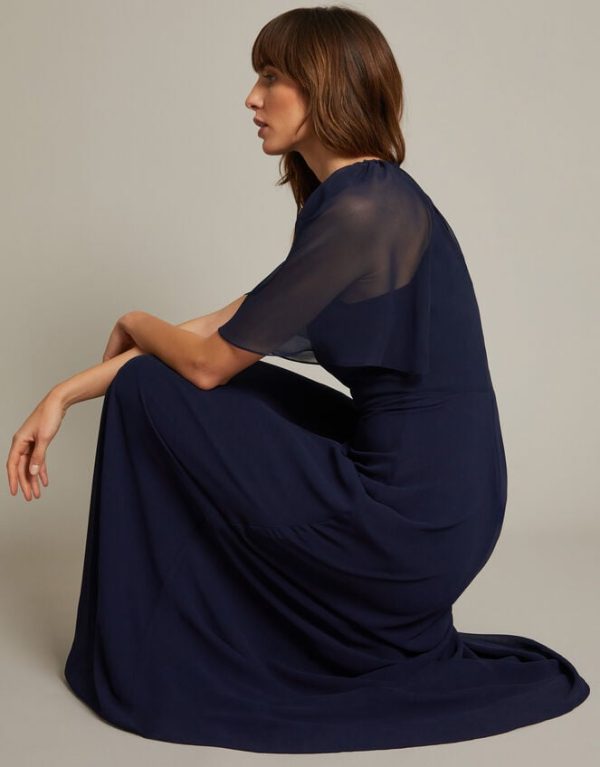 Monsoon Mona Angel Sleeve Maxi Dress Blue - Image 4