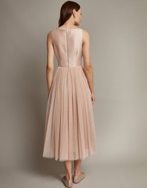 Monsoon Alice Sleeveless Tulle Midi Dress Pink - Image 4