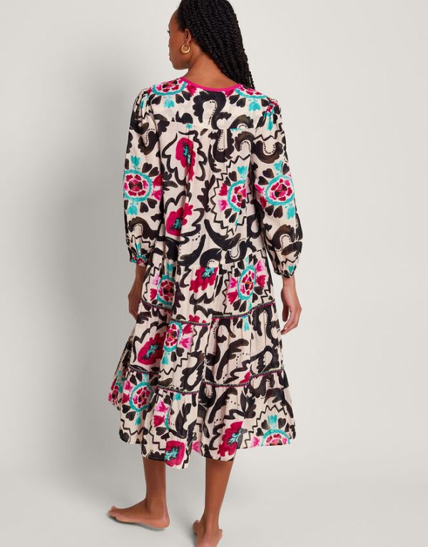 Monsoon Avelle Print Kaftan Black - Image 3