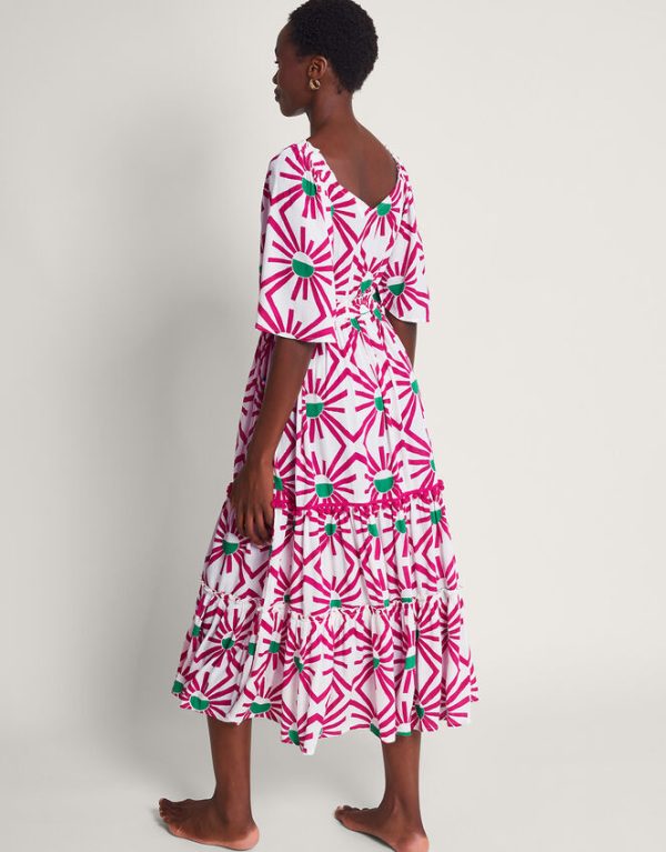 Monsoon Zamora Geometric Sun Dress Pink - Image 3