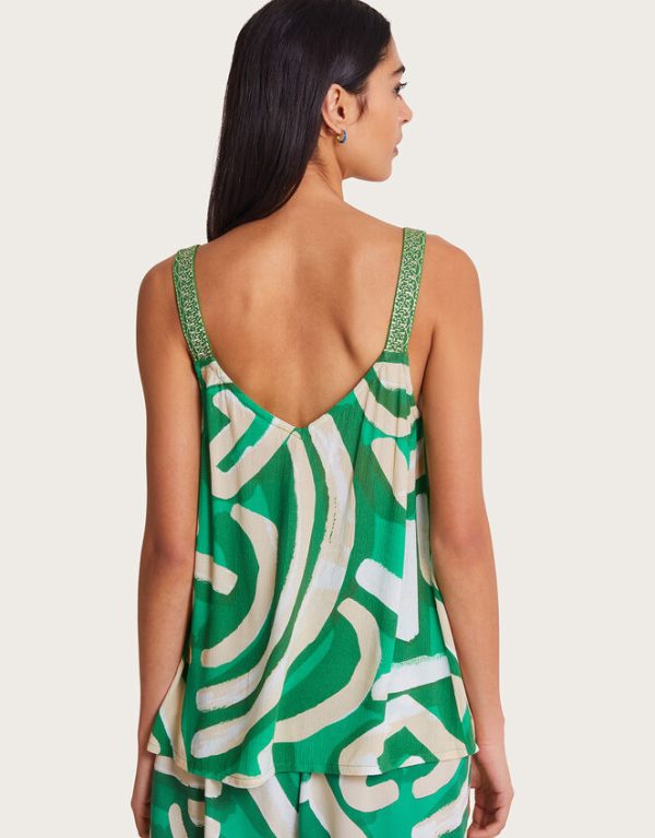 Monsoon Posy Print Cami Green - Image 3