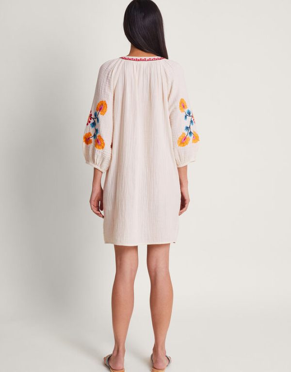 Monsoon Opal Embroidered Kaftan Dress Ivory - Image 3