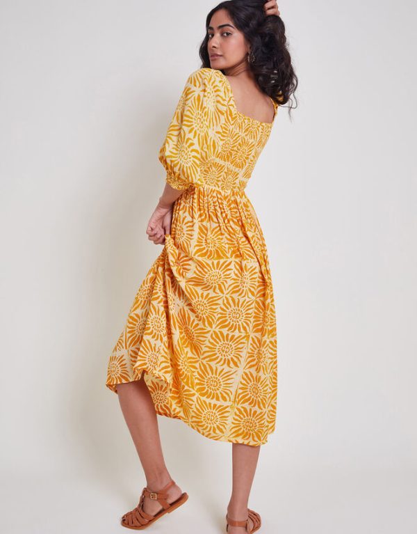 Monsoon Sunny Batik Dye Dress Orange - Image 3