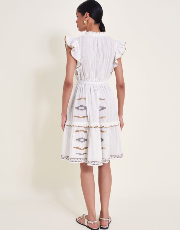 Monsoon Ula Embroidered Dress Ivory - Image 4