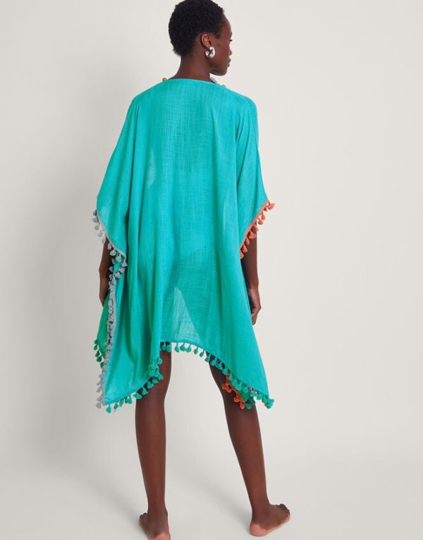 Monsoon Contrast Tassel Beach Cover-Up Blue - Image 3