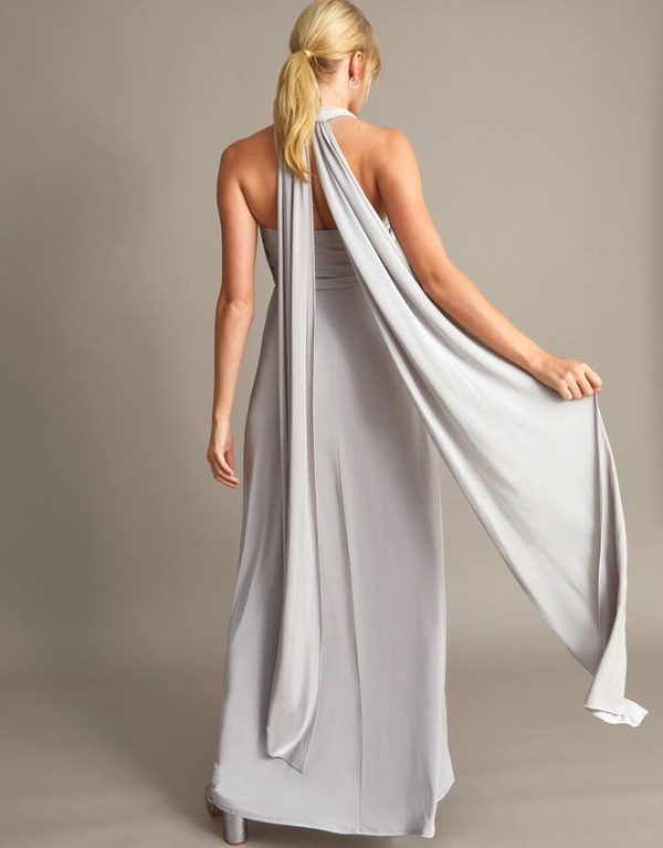 Monsoon Thea Twist Me Tie Me Maxi Dress Silver - Image 3