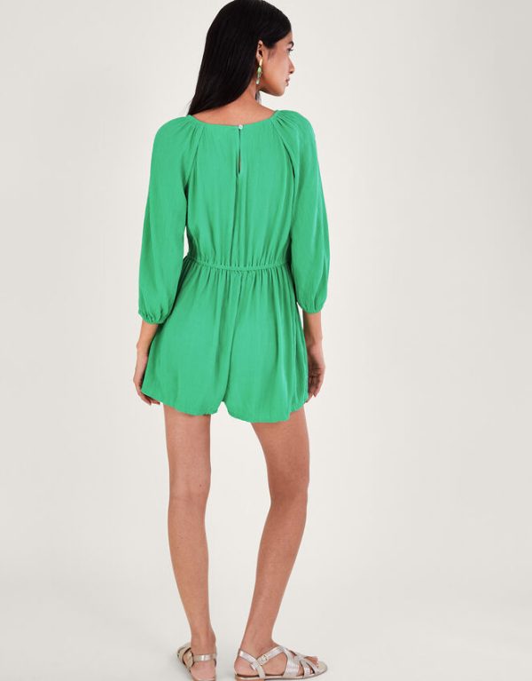 Monsoon Long Sleeve Embellished Romper Green - Image 3