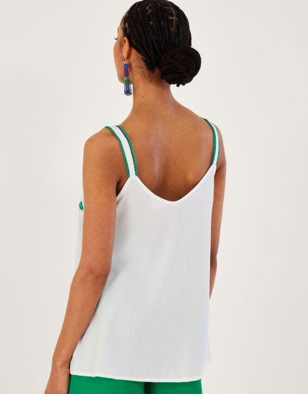 Monsoon Embroidered Cami Top Green - Image 3