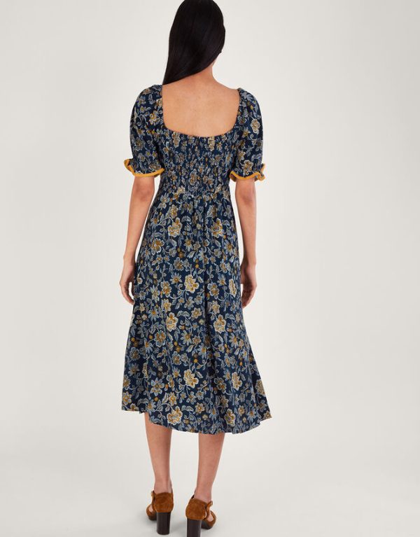 Monsoon Dotty Flower Dress Blue - Image 3