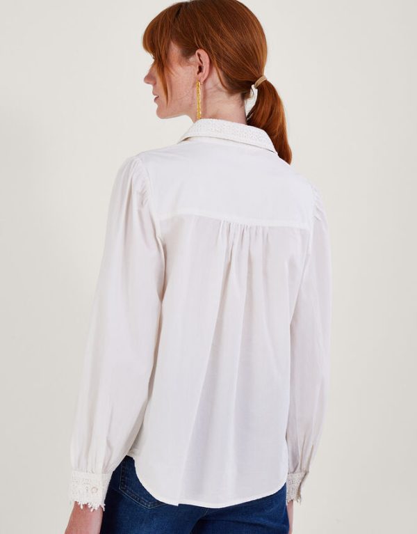 Monsoon Beth Lace Detail Shirt Ivory - Image 3