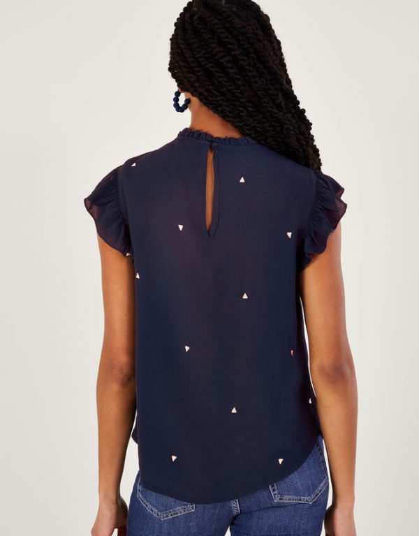 Monsoon Darla Embroidered Top Blue - Image 3