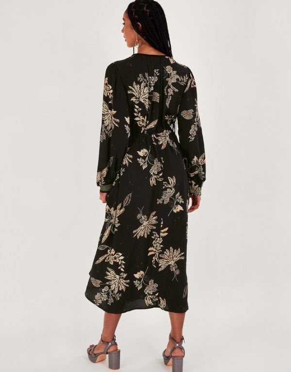 Monsoon Annette Floral Midi Dress Black - Image 3