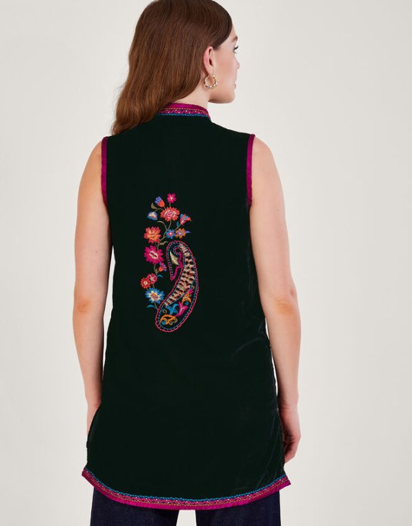 Monsoon Phoebe Embroidered Waistcoat Black - Image 3