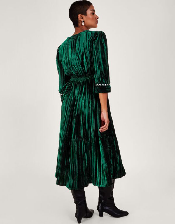 Monsoon Penny Paisley Embroidered Dress Green - Image 3