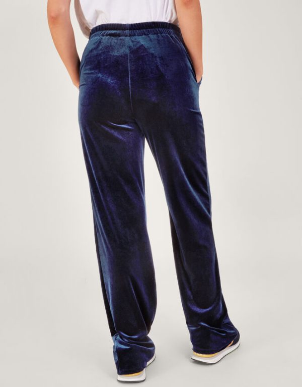 Monsoon Blake Velvet Kick Flare Trousers Blue - Image 3