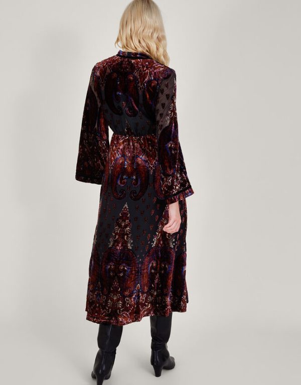 Monsoon Peri Paisley Devore Dress Black - Image 4