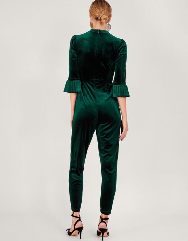 Monsoon Kyra Velvet Jumpsuit Green - Image 4