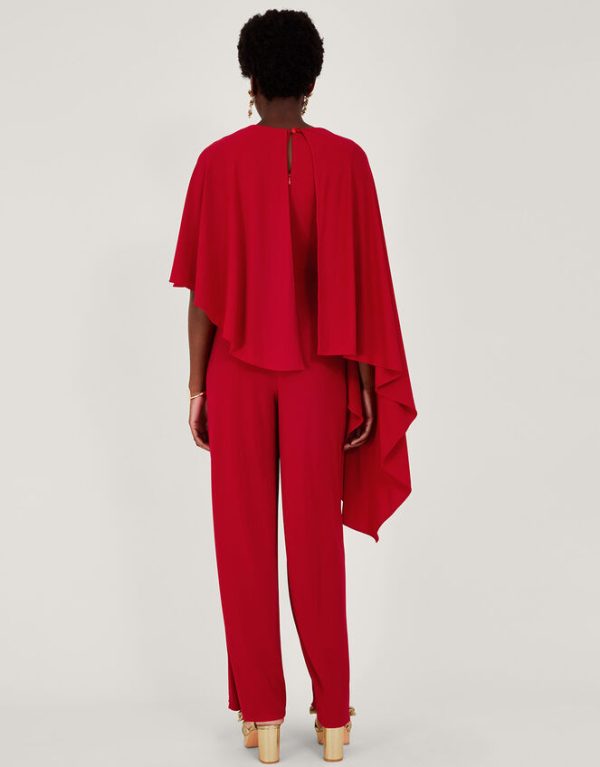 Monsoon Delia Drape Jumpsuit Red - Image 3