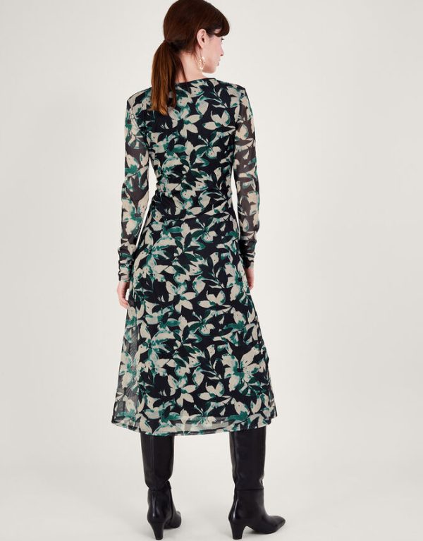 Monsoon Fawn Floral Mesh Dress Green - Image 3