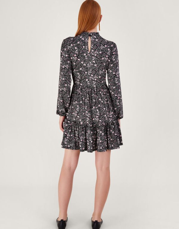 Monsoon Madison Print Dress Black - Image 3