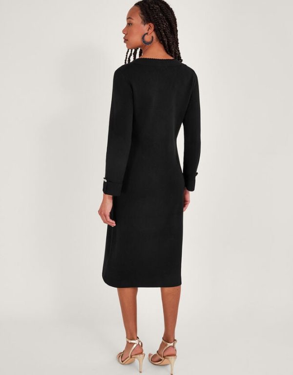 Monsoon Pocket Detail Knit Dress Black - Image 3