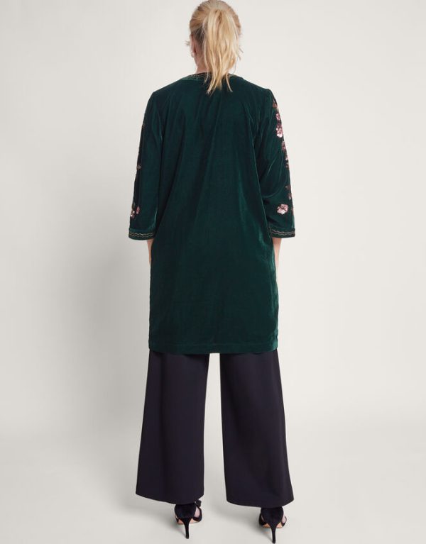 Monsoon Kiara Velvet Kimono Green - Image 3