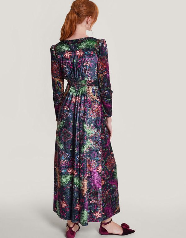 Monsoon Arden Velvet Maxi DressBlue - Image 4