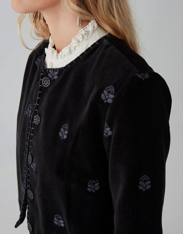 Monsoon Maison Hotel Embroidered Velvet Jacket Black - Image 4